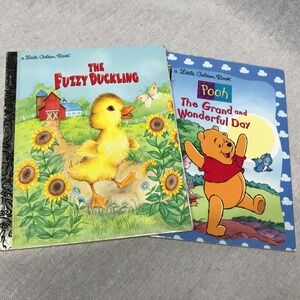 Vintage Golden Books: Fuzzy Duckling & Pooh, Childrens Storybooks